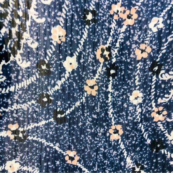 Lucky Brand Blue Pink Paisley Long Sleeve Popover Top Elastic Waist Tassel Ties - Picture 10 of 16